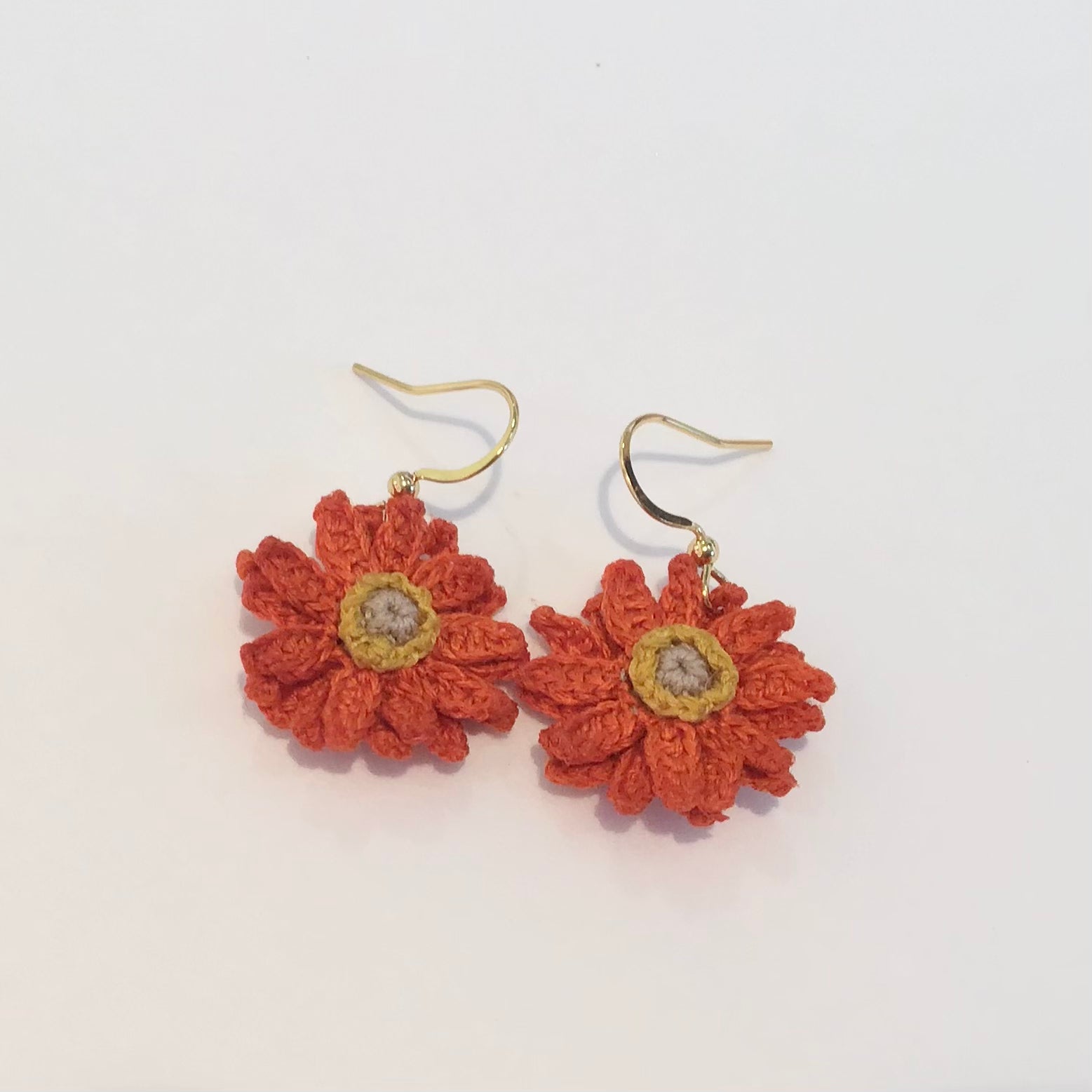 Hand crocheted Gerbera earrings