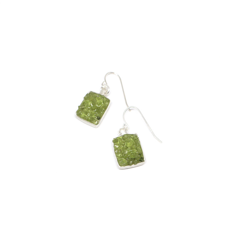Square sterling silver and peridot earrings