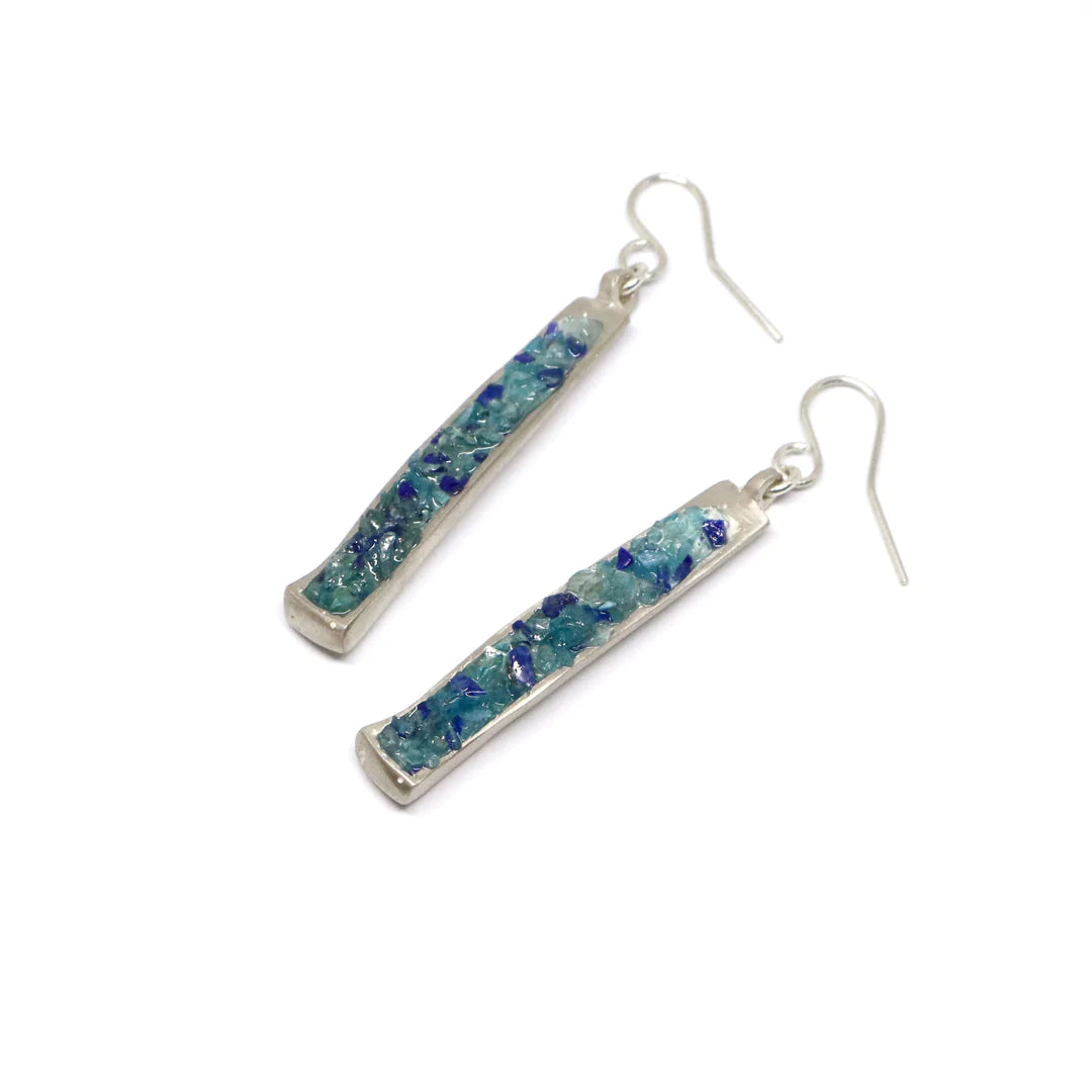 Pendant drops sterling silver, apatite and lapis earrings