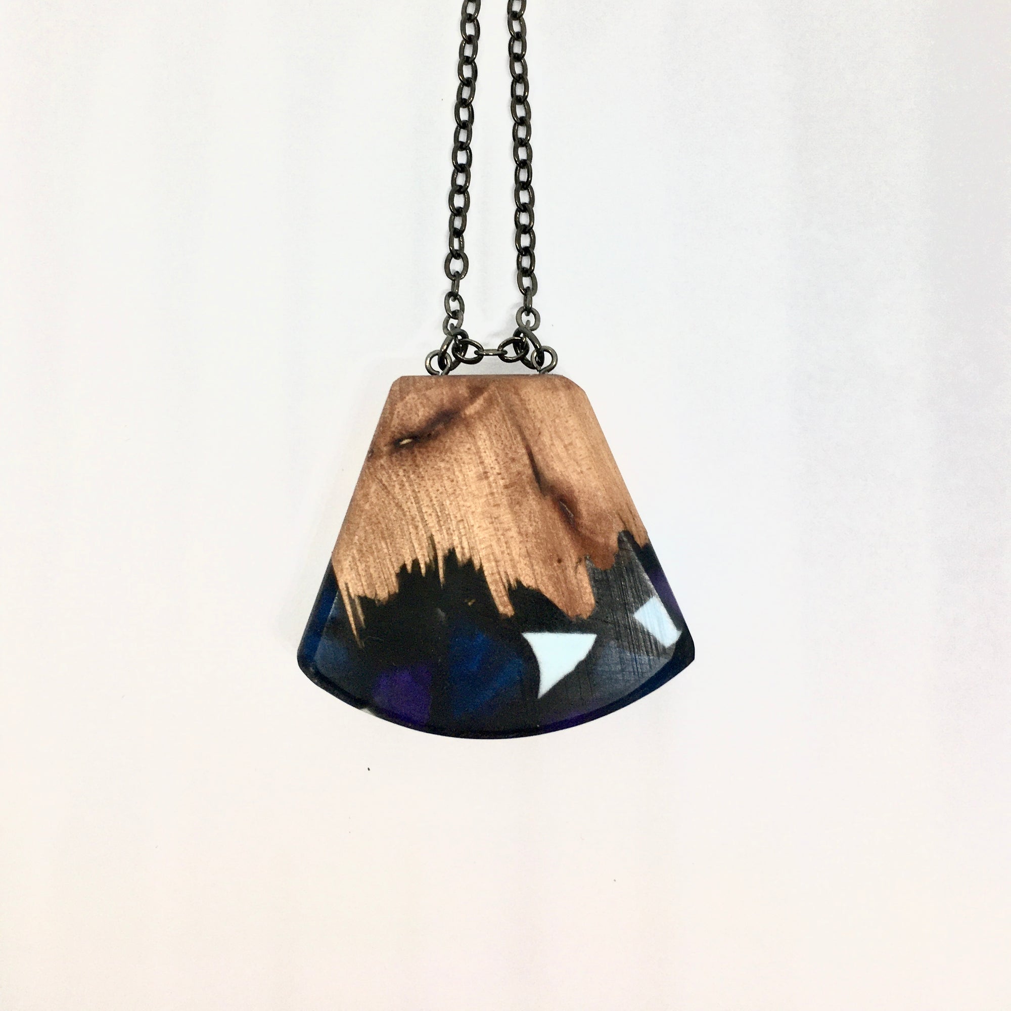 Ocean Blue Resin & Wood Necklace